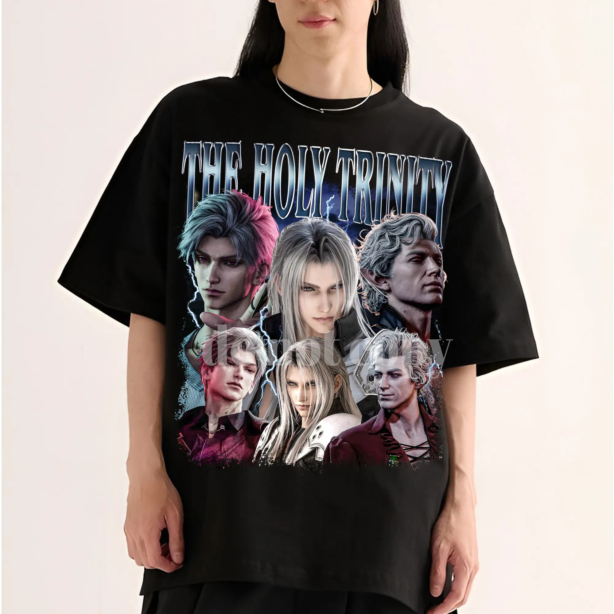 The Holy Trinity Sylus Astarion Sephiroth Retro Vintage T-shirt Sweatshirt Hoodie Gift For Fan Fabric Womenswear