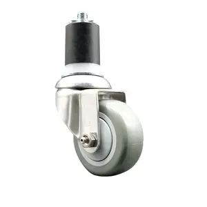 212 MAIN SCC-SS316EX20S314-PPUB-134 316 Stainless Steel Service Caster, 3 in. Gray Polyurethane Swivel Stem Caster Wheels, 1.75 in. Expanding Stem, Swivel Type