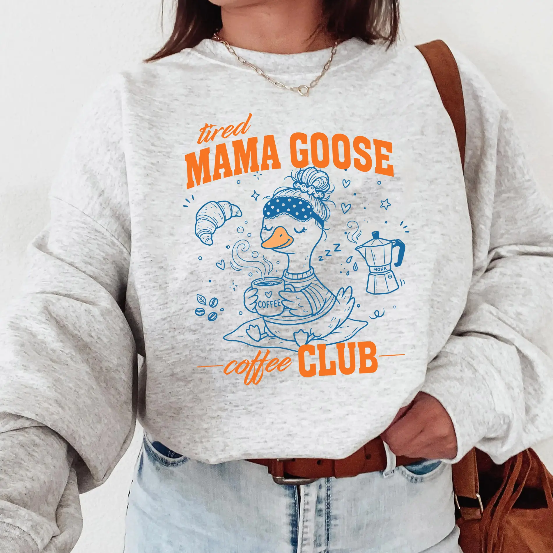 Tired Mama Coffee Club Shirt, Goose Mama Sweater, Family Crewneck, Gift For Mother Day, Mother Sweater, Gift For Mom