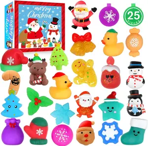 Christmas Squishy Toys, 25 PCS Mochi Squishies Bulk Toy for Girls Boys Kids, Christmas Party Favors, Christmas Fidget Sensory Goodie Bags Filler Gifts Decorations