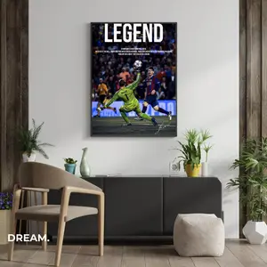 Messi Legendary Goal Poster – Chip vs Neuer, Champions League 2015 Motivational Wall Art Poster (UNFRAMED)