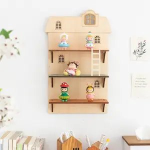 1 piece 3-tier rustic wooden wall shelf, storage display rack, Organizing blind box doll collectibles perfume multi-purpose storage rack, figurine model storage rack, suitable for home bedroom decor, wall art decor,birthday gift