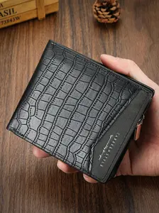 Men's Vintage Crocodile Embossed Short Wallet, Vintage Style Wallet, Multi Card Slot Card Holder, Casual Trendy Wallet for Work & Daily Use