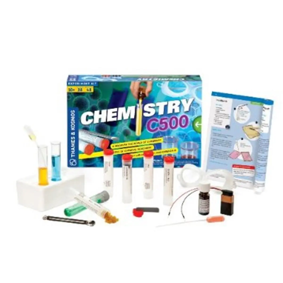 Thames & Kosmos C500 Chemistry Kit V 2.0, Science Educational Visual Learning Tool with 28 Classic Experiments, Discover Effects of Acids and Bases, Perform Magic Tricks for School Supplies