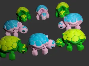 Articulated Turtle Fidget Toy 3D Printed with Flexible Legs & Head for Stress Relief & Play Vibrant Colors Durable Lightweight Material Perfect Gift for Kids Adults