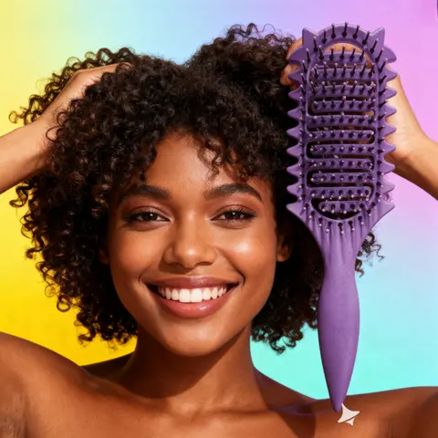 Sohochic Purple Original Nylon Anti Tangle Brush - Wet/Dry Detangler & Anti-Snagging Grooming Tool with Soft Flexible Bristles, Curl Enhancing for Thick, Straight Hair, Women's Hair Care Accessory