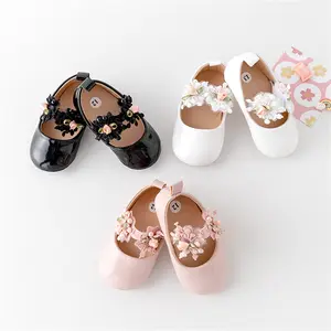 Calsunbaby Baby Girl PU Flats Infant Flower First Walker Crib Shoes For Party Festival Baby Shower