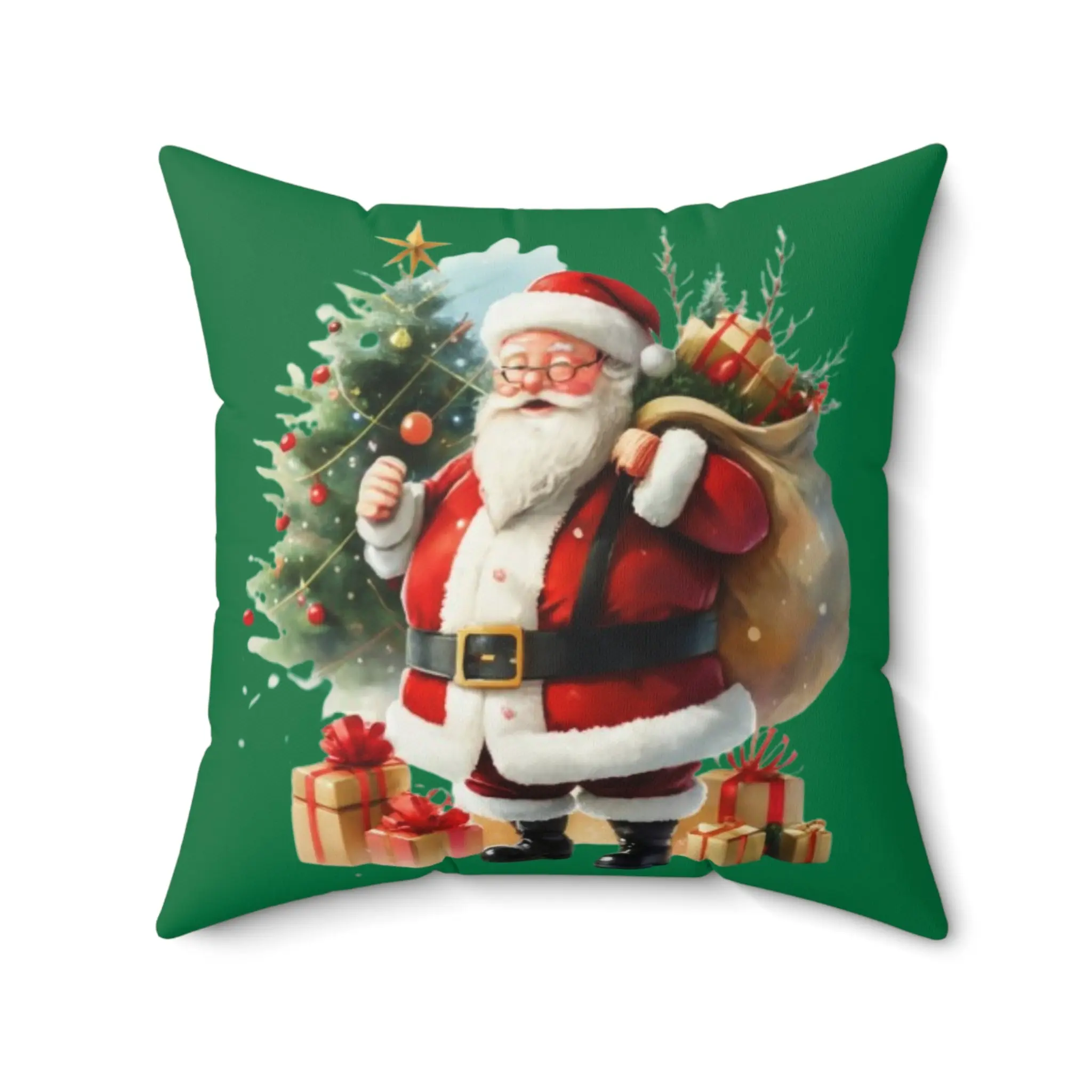 Christmas Santa Couch Throw Pillow Holiday Home Decor Festive Cushion Seasonal Gifts Cozy Christmas Decor Green Pillow
