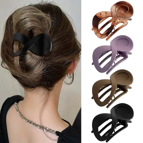 4Pcs French Hair Clips Matte Acrylic Curved Hair Claw Clips Thick Hair Flat Alligator Hair Clips Strong Grip Hair Banana Barrettes for Styling Hair Accessories for Women and Girls