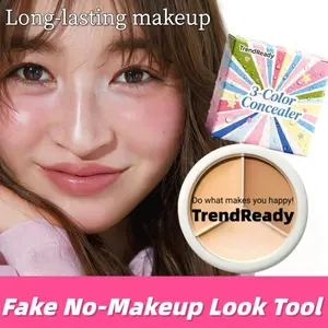 1PCS Concealer, Three-Tone Waterproof, Satin Luminous Moisturizing Concealer, Full Coverage for Imperfections and Dark Circles, Neutralizes Makeup for a More Natural Look, Smooths Dull Skin, Vegan & Cruelty-Free, 13.5g/0.47oz