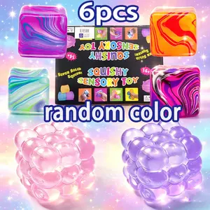 Random 1-piece set - Blind box series Apple Caramel RandomColor Fruit Gummy Toy Transparent apple and grape cubestress-relieving squeeze balls, stress-relieving squeeze toys,slowly rebounding anti-anxiety daydream toys, suitable forsensory games.