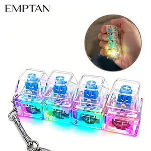 EMPTAN 1 Pcs Glowing Keyboard Fidget Keychain, 4-In-1 Decompression Button Finger Clicker, Stress Relief Fidget Gift for Kids & Adults