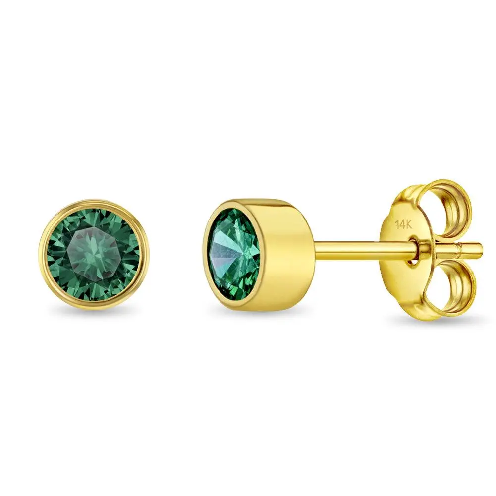 14k Gold CZ Halo Kids / Preteen / Teen Earrings