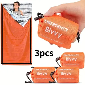 [Emergency Sleeping Bag] 3pcs,4pcs Emergency Sleeping Bag |   Survival Bivy Sack Mylar Thermal Blanket Lightweight Portable for Camping Hiking Travel Outdoor Backpacking