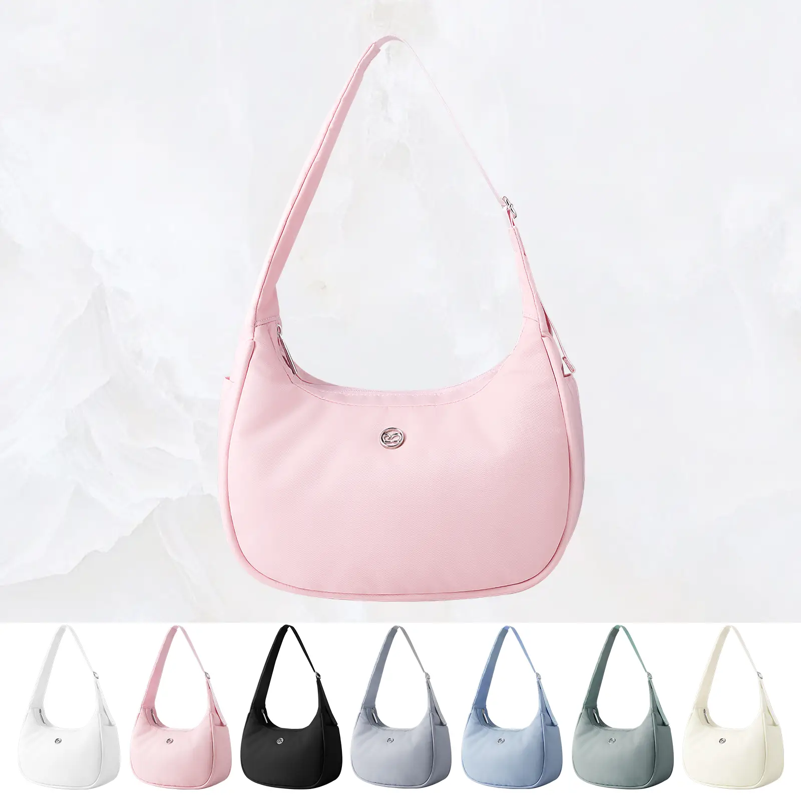 Babysun Mini Shoulder Bag for Women Fashion Nylon Crescent Bag Underarm Shoulder Bag Simple Handbag Small Tote Bag Purse