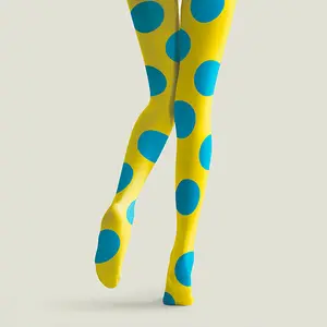 Viken Plan PopArt Print Tights Reverie color Pantyhose/Tights [Yellow sky blue polka dots]