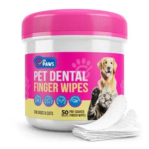 Dr. Paws: Pet Care Finger Wipes for Dental, Ear, and Eye Hygiene. Grooming Cleaner