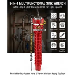 in 1 Multifunctional Sink Wrench, Faucet and Sink Installer Tool for Tight Spaces, Universal Plumbing Tool for Under Sink, Bathroom, Kitchen Basin and Toilet Repair