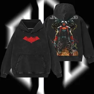 Superstyle Under the Hood - Jason Todd Red Hood (Robin #2) Hero Verse Comic Edition Double Printed Oversize Lightweight Acid Washed Tee Hoodie Sweater TV Series Graphic Design Top Cotton Streetwear Comic Superheroes T-Shirt Clothes Menswear Womenswear P12