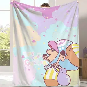 Pastel Tony Tony Chopper Flannel Blanket Anime Cartoon Character Print Ultra Soft Cozy Lightweight for Sofa Bedroom Travel Office Napping Couch Throw Holiday Gift