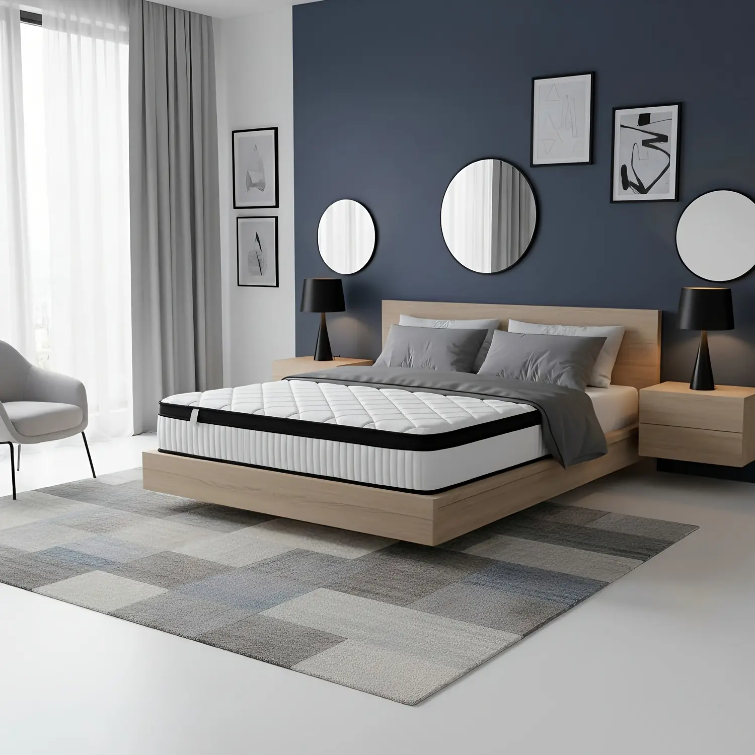 Premium Bed Mattress - 12 in Queen/King Size Hybrid, Ergonomic & Orthopedic Memory Foam with Springs, Medium Firmness, Lumbar Support, Waterproof, Foldable, Over 25 kg, Modern Indoor Furniture for Home/Hotels (Boxed Gift Option)