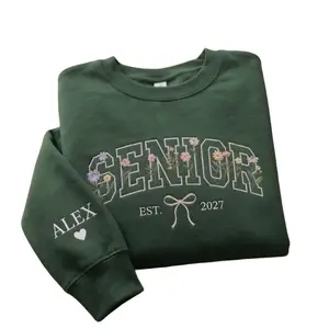 (Leave a note) Embroidered Senior 2027 Sweatshirt | Custom Floral Class of 2027 Hoodie | Coquette Graduation Gift Crewneck