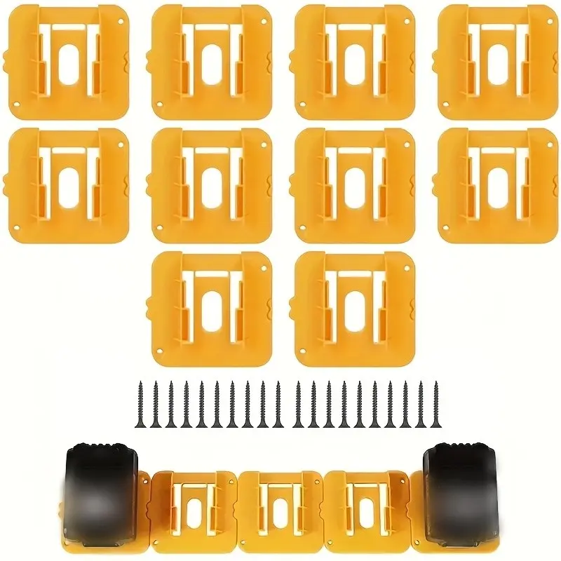 10-pack ABS Plastic Battery Mount Holder, Wall Mounted Tool Battery Storage Rack, Power Tool Organizer for Garage Workshop, Compatible with DeWalt 20V MAX Batteries, Toolbox & Work Van Storage Solution, Garage Tool Organiser(Screws Included, No Batteries)