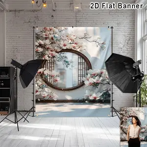 2D Flat Banner, 1pc Vintage Flower Wedding Room Backdrop, Inside House Bridal Anniversary Newborn Photography Background, Birthday photo Decorations Props