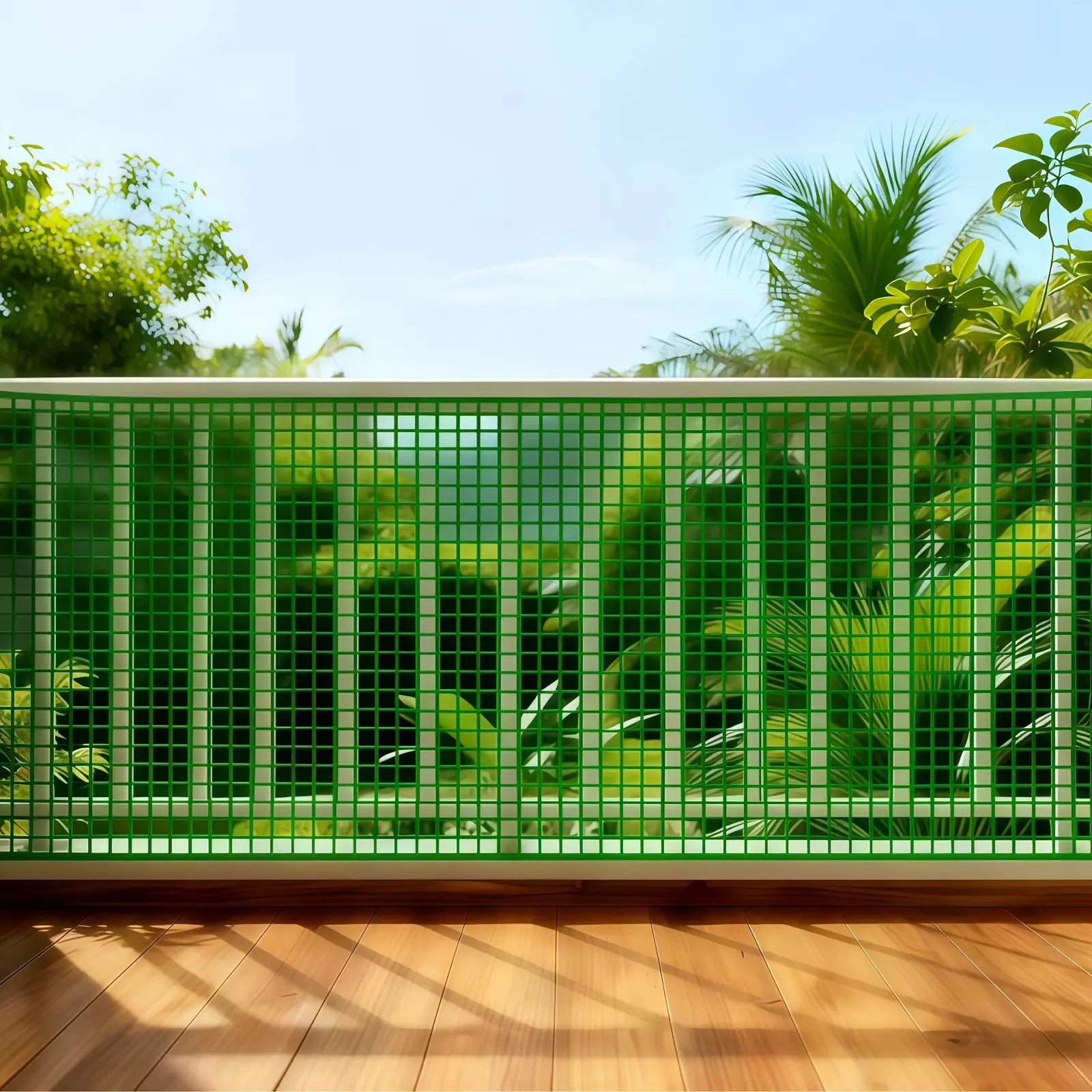 PotatoLife Green Plastic Wire Mesh Fence 15.7'' x 10' for Baby & Pet Safety, Balcony, Garden, Stair Protector, Durable HDPE Material, Free Zip Ties Included