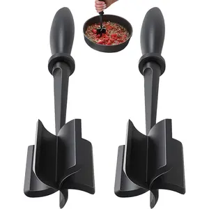 Meat Masher & Separator, Ground Beef Smasher, Plastic Spatula , 11*2.44in, Black 2-Pcs