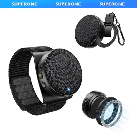 SUPERONE 2026 Upgraded 4-in-1 Portable Wearable Bluetooth Speaker - 60% Louder TWS, Hi-Fi Sound, IPX7 Waterproof, Dustproof Mesh, USB C, 12H Battery, 16 Levels Precise Volume Adjustment, Hang Clip, Wrist Watch, Hook, MagSafe Stand, for Running, Outdoors