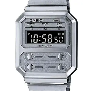 Brand new Casio Vintage Silver Digital new Design watch for Men' s A100WE-7B