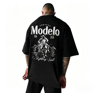 Men's Fashionable Street Handsome Back Pattern Printed Round Neck Short-Sleeved T-Shirt For Couples, Friends And Family