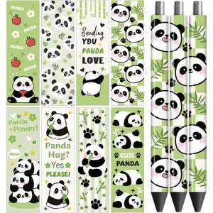 UV DTF Pen Wraps Transfer Sticker Panda and Bamboo - 48pcs Waterproof HD Print UV DTF Pen Adhesive Decals for Personalized DIY Pencil Pen Decorative Crafts Gifts Giving