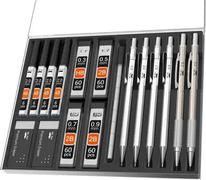 Metal Mechanical Cil Set - 5 Sizes 0.3mm, 0.5mm, 0.7mm, 0.9mm, 2mm, Mechanical Cils with Sketching, Drafting & Drawing Features