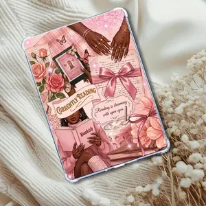 Currently Reading Pink Melanin Girl Insert: Kindle or eReader Decor for Book Lovers