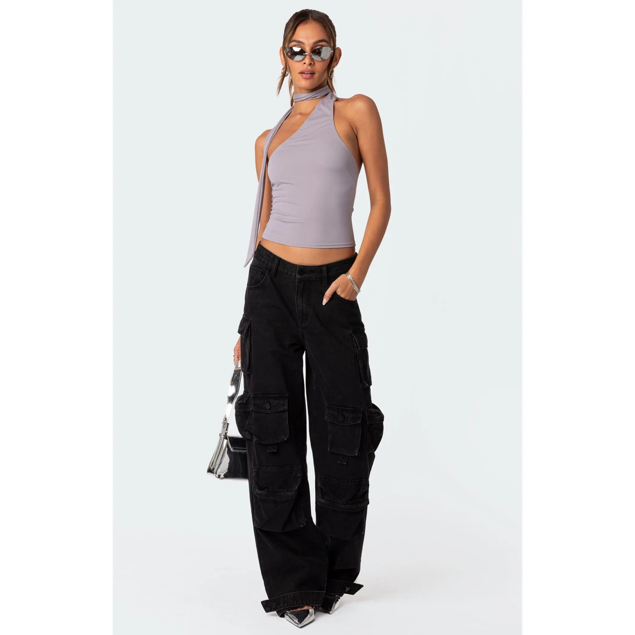 Edikted Women's Melony Asymmetric Scarf Top