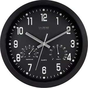212 MAIN Lacrosse-Themed 12 in. Wall Clock with Temperature & Humidity Monitors, Home Decor Household Item Made of Metal, Plastic & Glass, Temp Sensor