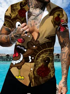 Men's Short Sleeve Turkey Print Shirt