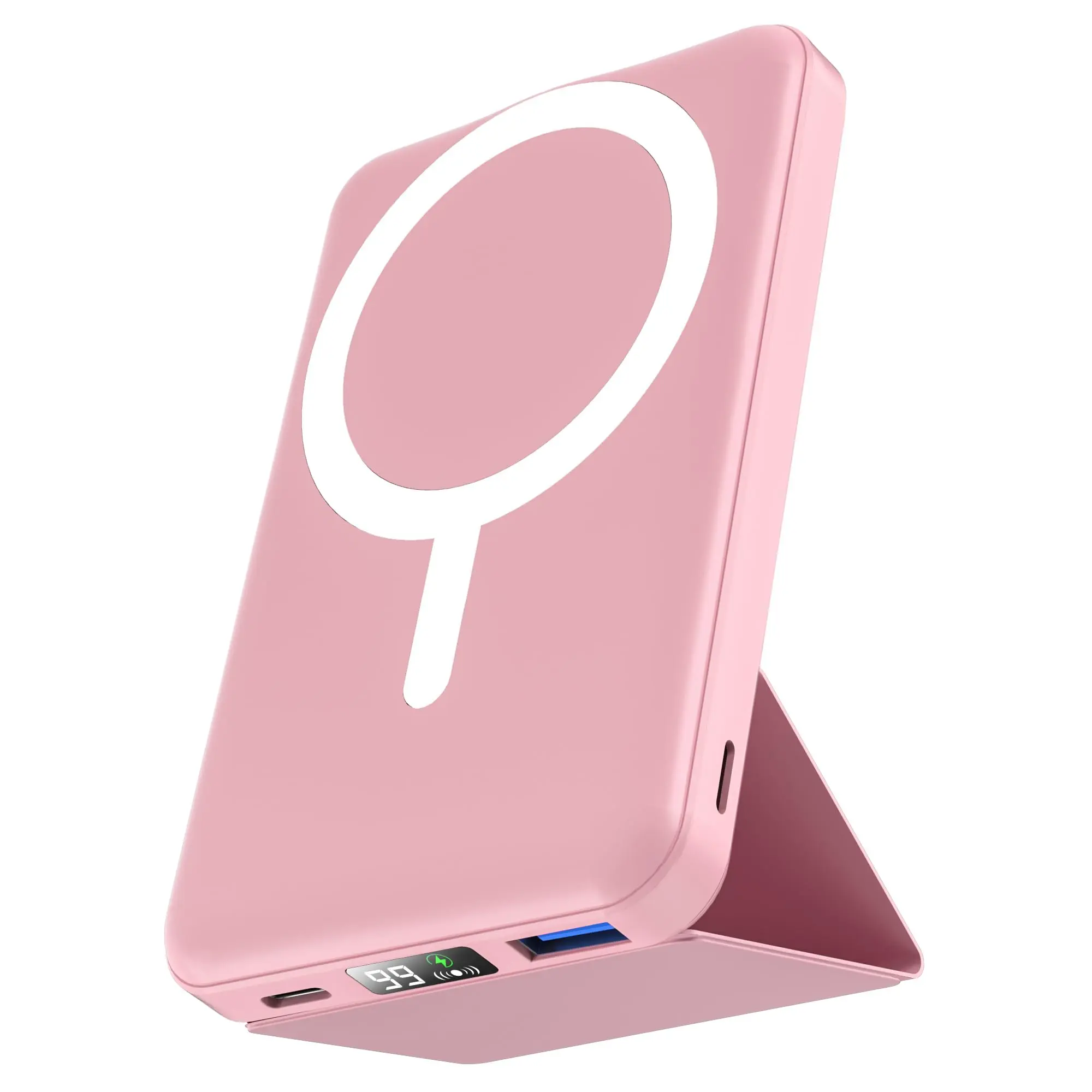 Podoru Power Bank,Magnetic Power Bank,10000mAh Wireless Portable Charger,22.5W Fast Charging Battery Pack with Foldable Stand,USB-C Cable,,for iPhone 12-17mini/pro/plus/promax couple gift easy portability