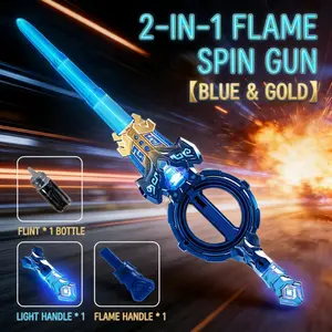Two-in-one fire gun, flame rotation, telescopic laser sword bearing rotation cool lighting percussion sound boy toys, cool lightsabers, Cosplay and party props, children's gifts, birthday gifts.