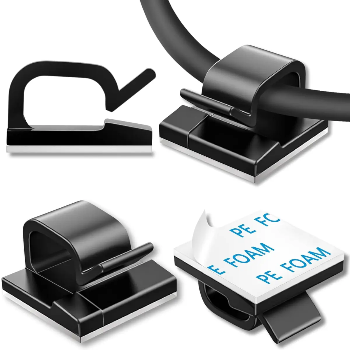 100 Pcs Adhesive Cable Clips Self Adhesive Cord Holders for Wire Management