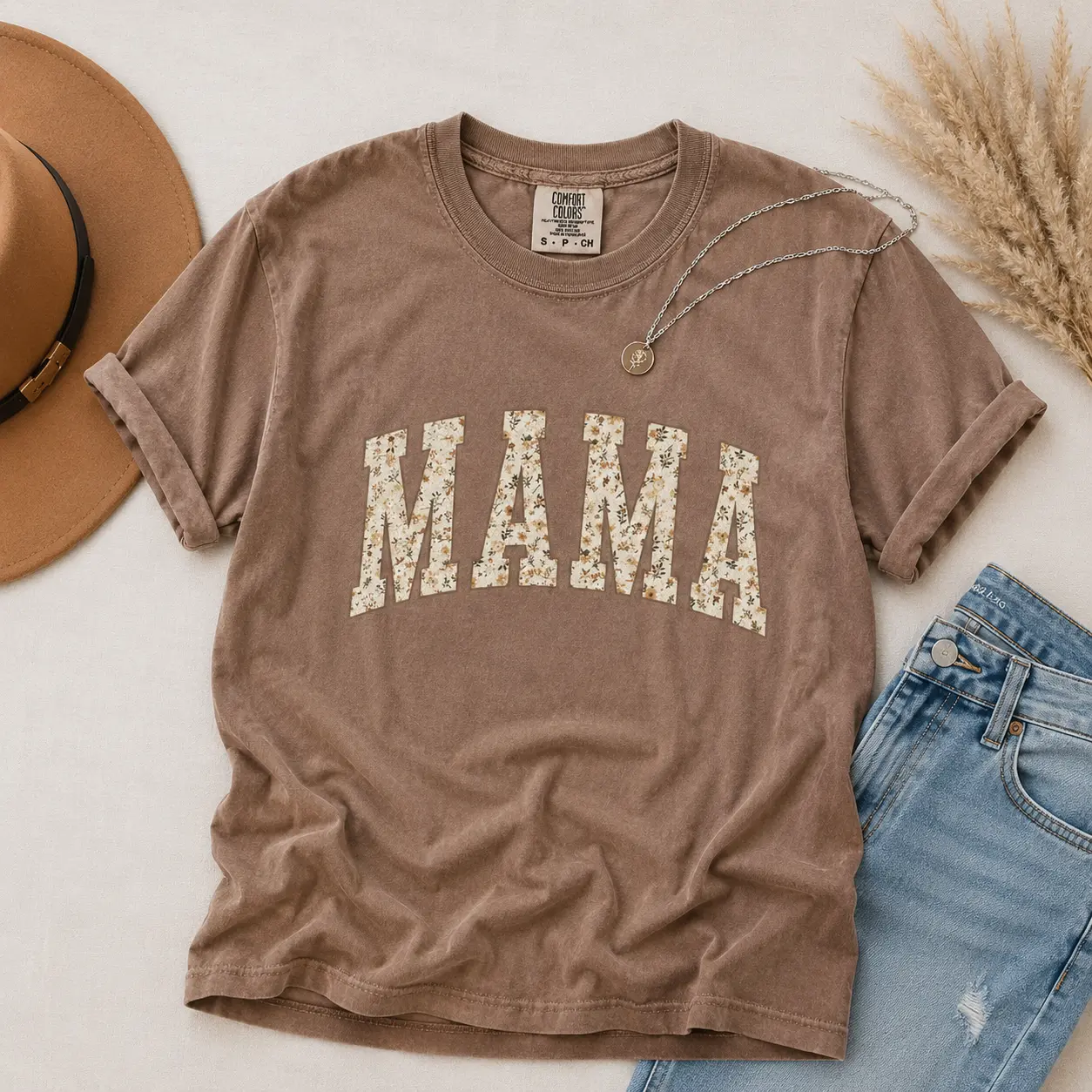Comfort Colors Mama Shirt, Floral Mama Shirt, Mothers Day Gift, Girly Aesthetic Gift For Mom, Retro Mom Tee, Cute Mom Shirt - Printfamily