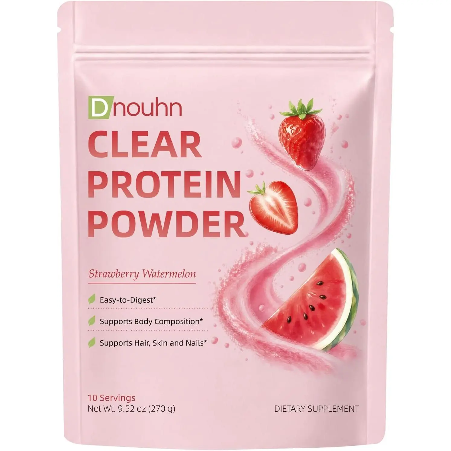 Clear Whey Protein Isolate Drink Mix | Collagen Peptides & Digestive Enzymes | 20g Protein, Sugar Free, 90 Calories | Strawberry Watermelon Post Workout Powder, 10 Servings