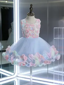 2026 New Girl's Floral Dress, Short Puffy Princess Dress, Tulle Overlay Dress, Ruffle Dress, Party Gown, Evening Dress, Rose Sleeveless Dress, Floral Pattern Dress, All Seasons