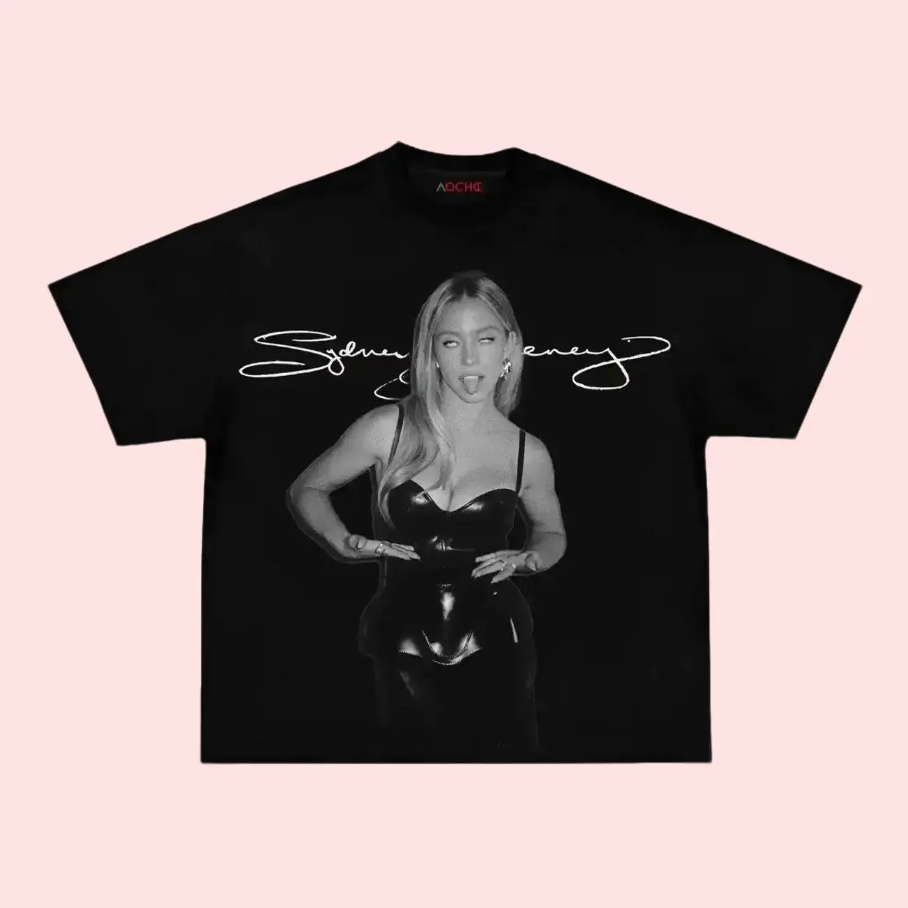 Men's Short-Sleeve Sydney Sweeney Grimace Graphic Tee, Unisex 100% Cotton Shirt, Fan Gift Q06FC