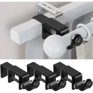 Over Blinds Curtain Rod Brackets – Fits Standard 1–2" Headrails – Outside Mount – No Drill – Black 3 Pack
