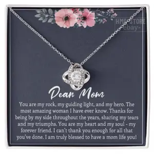 Mother's day Gift For Mom Necklace To My Dear Mom Love Knot Thank You Mommy