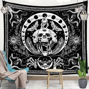 Beautiful skull Wall Tapestry, Moon Snake Pattern Hanging for Living Room,Bedroom,Dorm