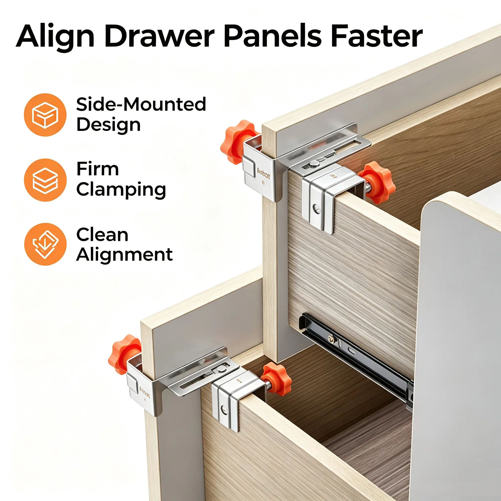 IMBOT Durable Side-Mount Stainless Steel C-Clamp, Reliable Steady Drawer Holder, Quick Installation on Multiple Drawer Panels, DIY-Ready Steel Toolkit for Home Improvement Tool Enhancement